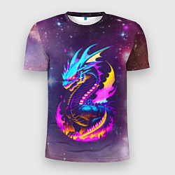 Мужская спорт-футболка Space dragon - neon glow - neural network