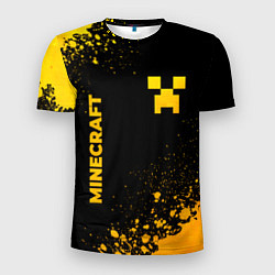 Мужская спорт-футболка Minecraft - gold gradient: надпись, символ