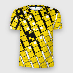 Мужская спорт-футболка Киберпанк квадраты жёлтые