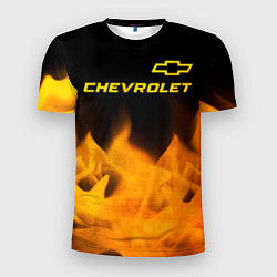 Футболка спортивная мужская Chevrolet - gold gradient: символ сверху, цвет: 3D-принт