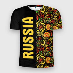 Мужская спорт-футболка Russia хохлома