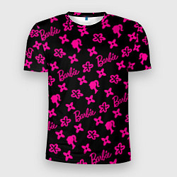 Мужская спорт-футболка Барби паттерн черно-розовый
