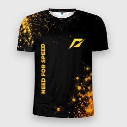 Мужская спорт-футболка Need for Speed - gold gradient: надпись, символ