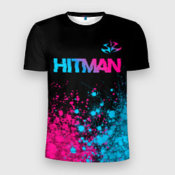 Футболка спортивная мужская Hitman - neon gradient: символ сверху, цвет: 3D-принт