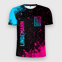 Мужская спорт-футболка Lindemann - neon gradient: надпись, символ