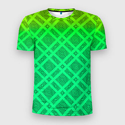 Футболка спортивная мужская Желто-зеленый градиентный фон с геометрическим узо, цвет: 3D-принт