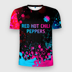Мужская спорт-футболка Red Hot Chili Peppers - neon gradient: символ свер