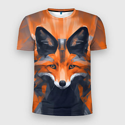 Мужская спорт-футболка Нарисованная огненная лиса