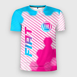 Мужская спорт-футболка Fiat neon gradient style: надпись, символ