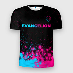 Футболка спортивная мужская Evangelion - neon gradient: символ сверху, цвет: 3D-принт