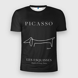 Мужская спорт-футболка Собака на черном - Пабло Пикассо