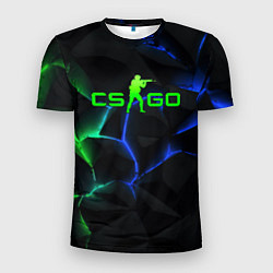 Футболка спортивная мужская CS GO green blue neon, цвет: 3D-принт