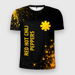 Мужская спорт-футболка Red Hot Chili Peppers - gold gradient: надпись, си