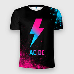 Футболка спортивная мужская AC DC - neon gradient, цвет: 3D-принт