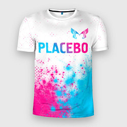 Футболка спортивная мужская Placebo neon gradient style: символ сверху, цвет: 3D-принт