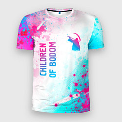 Мужская спорт-футболка Children of Bodom neon gradient style: надпись, си