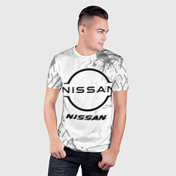 Футболка спортивная мужская Nissan speed на светлом фоне со следами шин, цвет: 3D-принт — фото 2