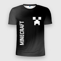 Мужская спорт-футболка Minecraft glitch на темном фоне: надпись, символ