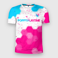 Футболка спортивная мужская Poppy Playtime neon gradient style: символ сверху, цвет: 3D-принт