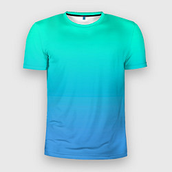 Мужская спорт-футболка Градиент сине-зелёный светлый