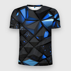 Мужская спорт-футболка Blue black texture