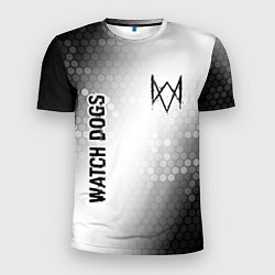 Мужская спорт-футболка Watch Dogs glitch на светлом фоне: надпись, символ