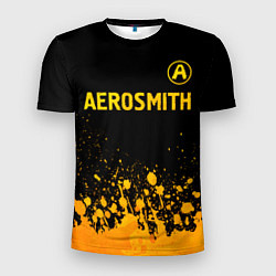 Мужская спорт-футболка Aerosmith - gold gradient: символ сверху