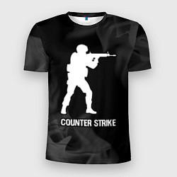 Футболка спортивная мужская Counter Strike glitch на темном фоне, цвет: 3D-принт