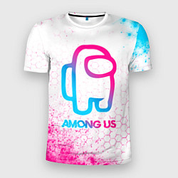 Мужская спорт-футболка Among Us neon gradient style