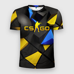 Мужская спорт-футболка CSGO blue yellow abstract