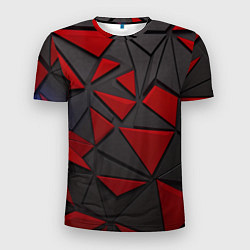 Футболка спортивная мужская Черные и красные объемные элементы, цвет: 3D-принт