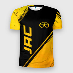 Мужская спорт-футболка JAC - gold gradient: надпись, символ