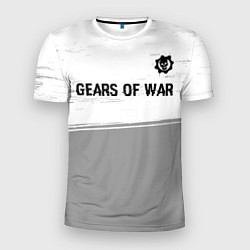 Футболка спортивная мужская Gears of War glitch на светлом фоне: символ сверху, цвет: 3D-принт