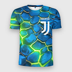 Мужская спорт-футболка Juventus blue green neon