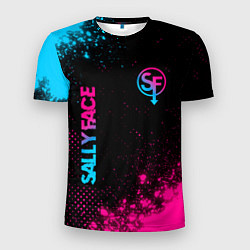 Мужская спорт-футболка Sally Face - neon gradient: надпись, символ