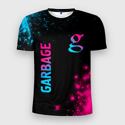 Мужская спорт-футболка Garbage - neon gradient: надпись, символ