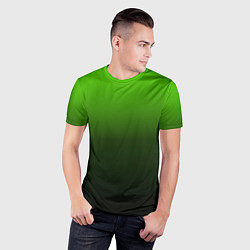 Футболка спортивная мужская Градиент ядовитый зеленый - черный, цвет: 3D-принт — фото 2