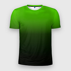 Футболка спортивная мужская Градиент ядовитый зеленый - черный, цвет: 3D-принт