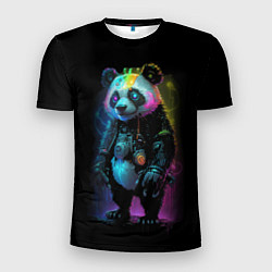 Мужская спорт-футболка Панда в стиле киберпанк