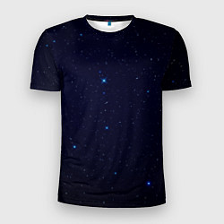 Мужская спорт-футболка Тёмный космос и синие звёзды
