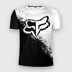 Мужская спорт-футболка Fox motocross - черно-белые пятна