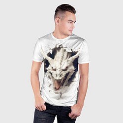Футболка спортивная мужская Белый дракон выглядывает из стены, цвет: 3D-принт — фото 2