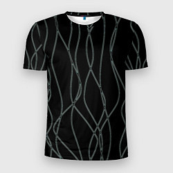 Мужская спорт-футболка Чёрный с кривыми линиями