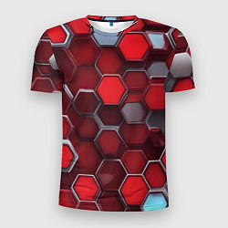 Футболка спортивная мужская Cyber hexagon red, цвет: 3D-принт