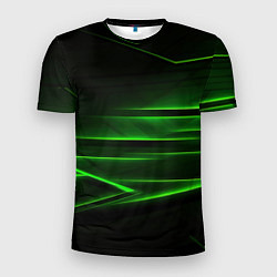 Футболка спортивная мужская Green lines abstract, цвет: 3D-принт