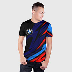 Футболка спортивная мужская BMW - m colors and black, цвет: 3D-принт — фото 2