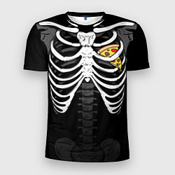 Мужская спорт-футболка Скелет: ребра с куском пиццы