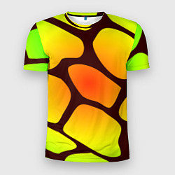 Мужская спорт-футболка Коричневая сеть с цветными пятнами