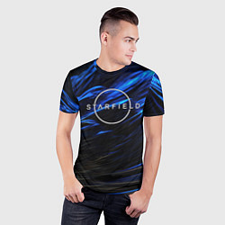 Футболка спортивная мужская Starfield logo blue background, цвет: 3D-принт — фото 2
