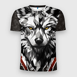 Футболка спортивная мужская Черный волк - полигональная голова зверя, цвет: 3D-принт
